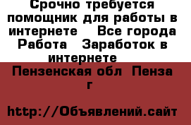 Срочно требуется помощник для работы в интернете. - Все города Работа » Заработок в интернете   . Пензенская обл.,Пенза г.